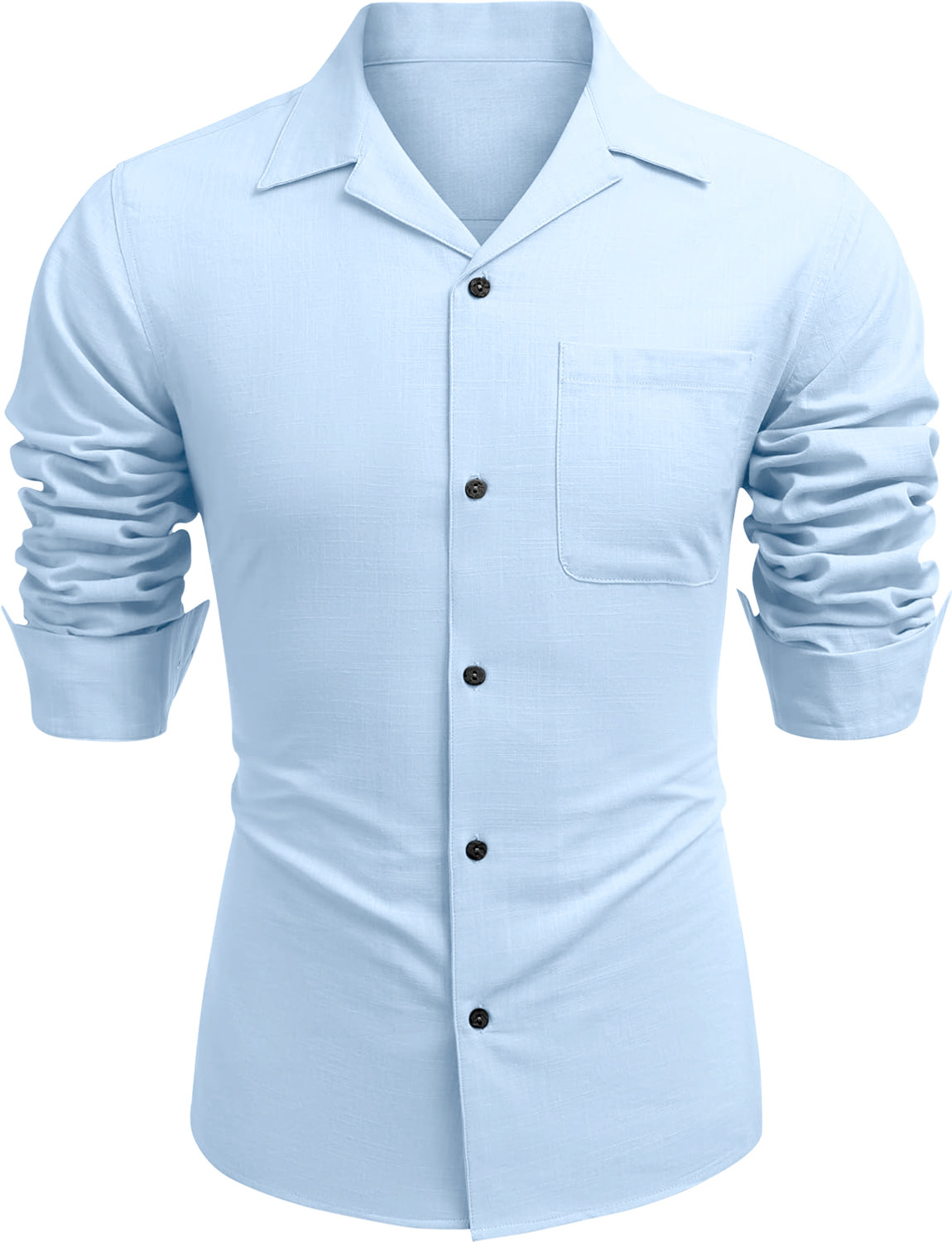 Image of ZARTHA Men Solid Casual Light Blue Shirt