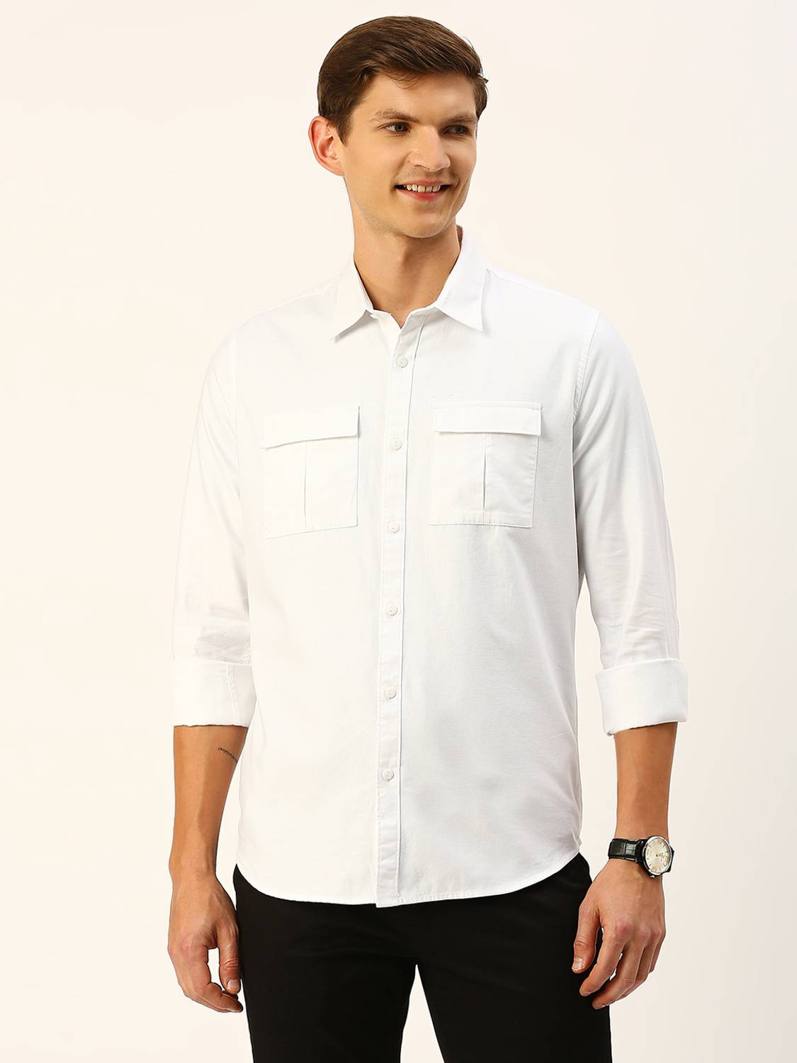 THOMAS SCOTT Men Solid Casual White Shirt