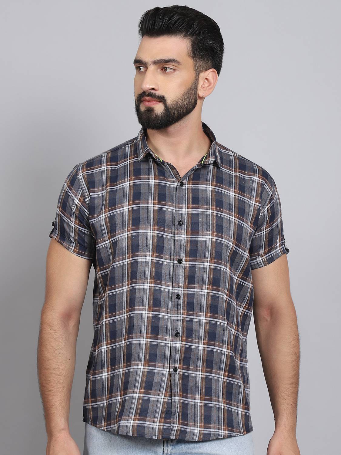 Dark Age Men Checkered Casual Blue Shirt