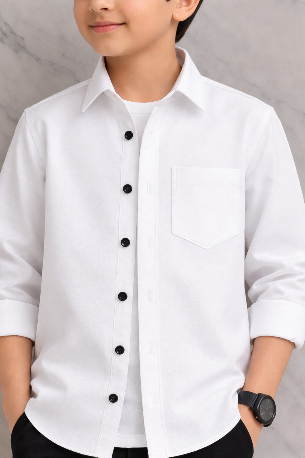 Image of nikhat fashionn Boys Solid Casual White Shirt
