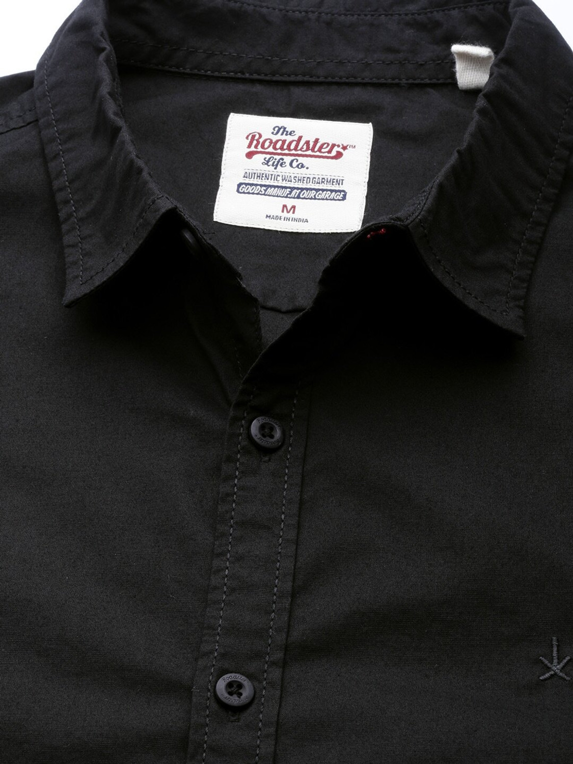Image of Roadster Men Solid Casual Black Shirt