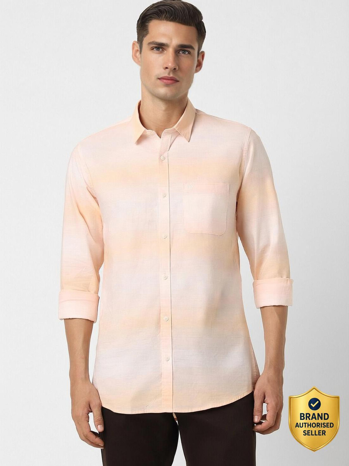 PETER ENGLAND Men Dyed/Ombre Casual Orange Shirt