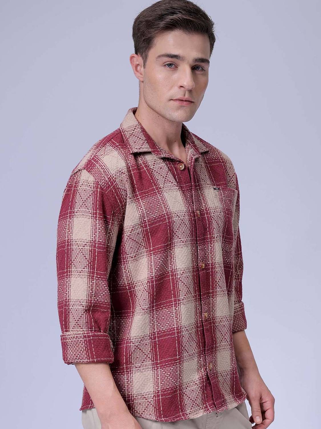 The Indian Garage Co. Men Maroon Checkered Shirt - Image 3