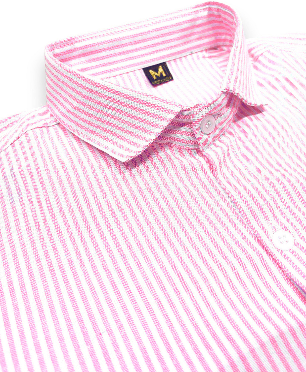 Image of SOLSTICE Men Striped Casual Pink Shirt