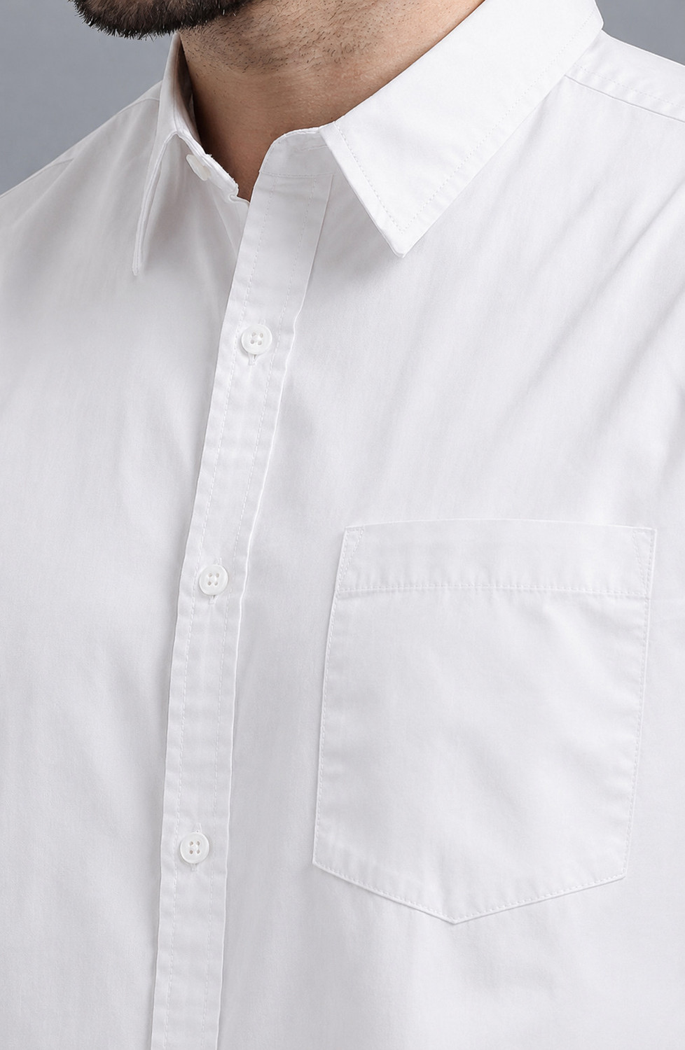 Image of VAIDDO Men Solid Casual White Shirt