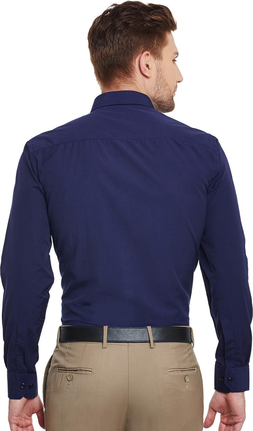 Image of English Navy Men Solid Formal Dark Blue Shirt