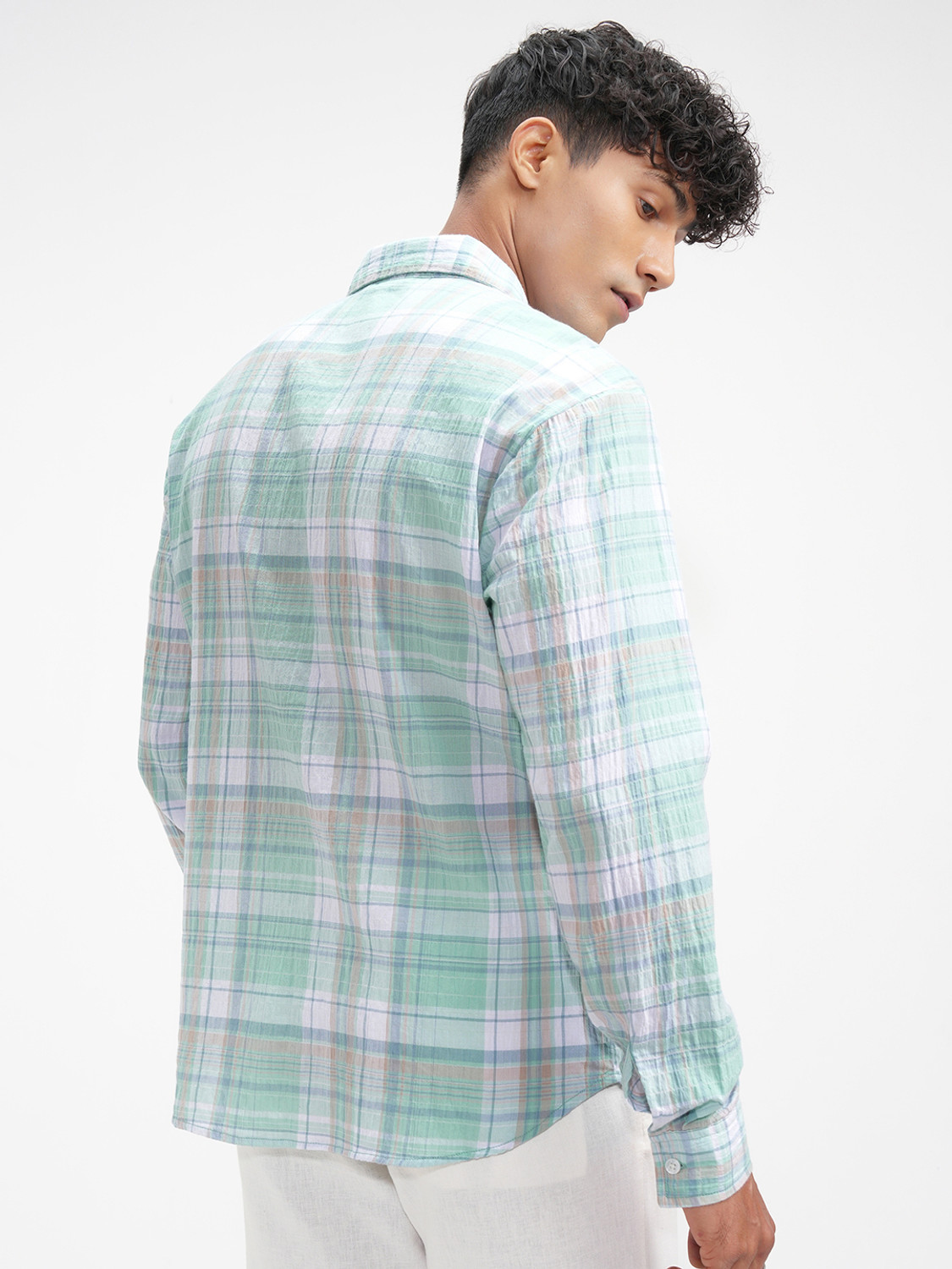 Image of HIGHLANDER Men Checkered Casual Green Shirt