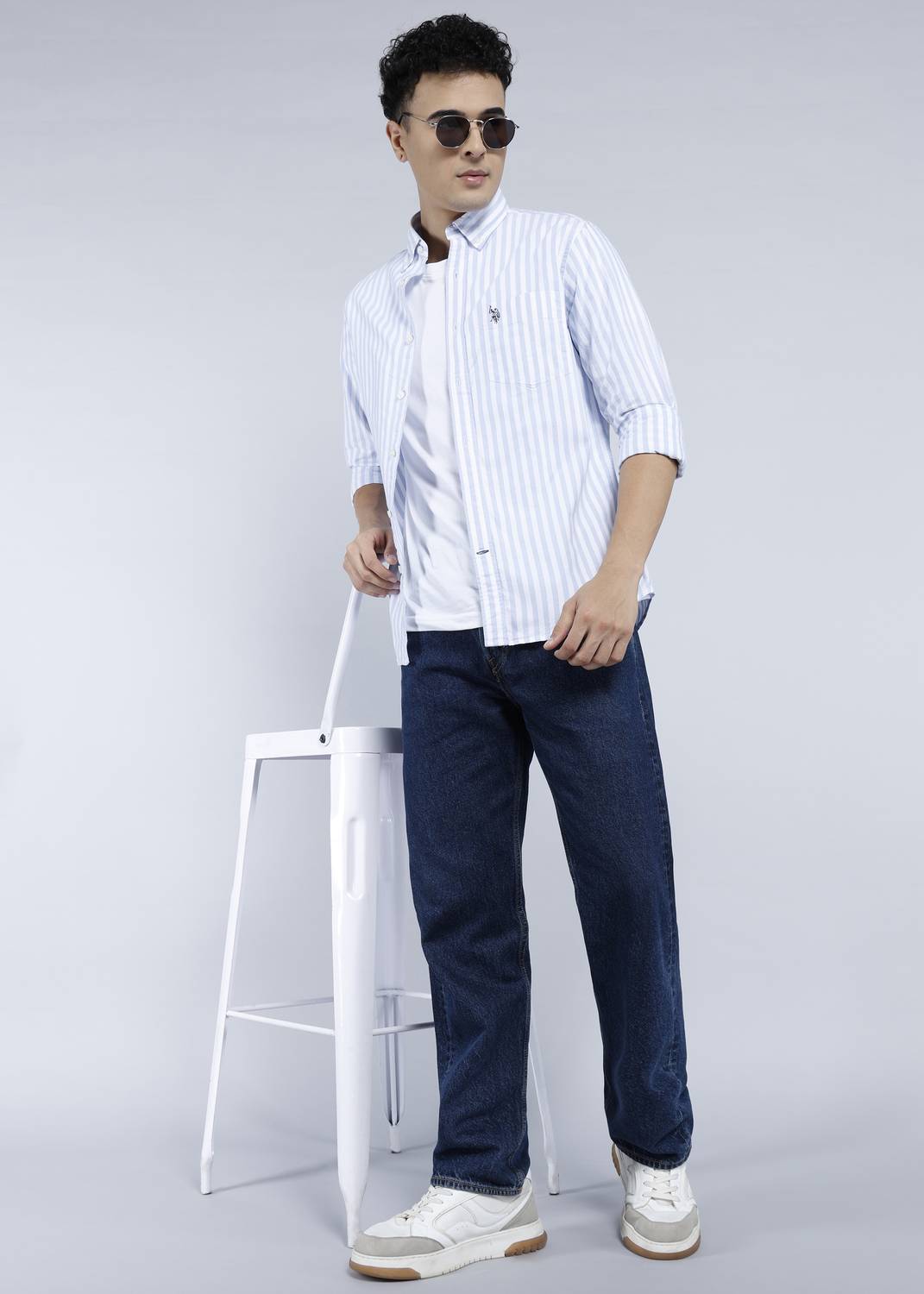 U.S. POLO ASSN. Men Solid Blue Shirt - Image 2