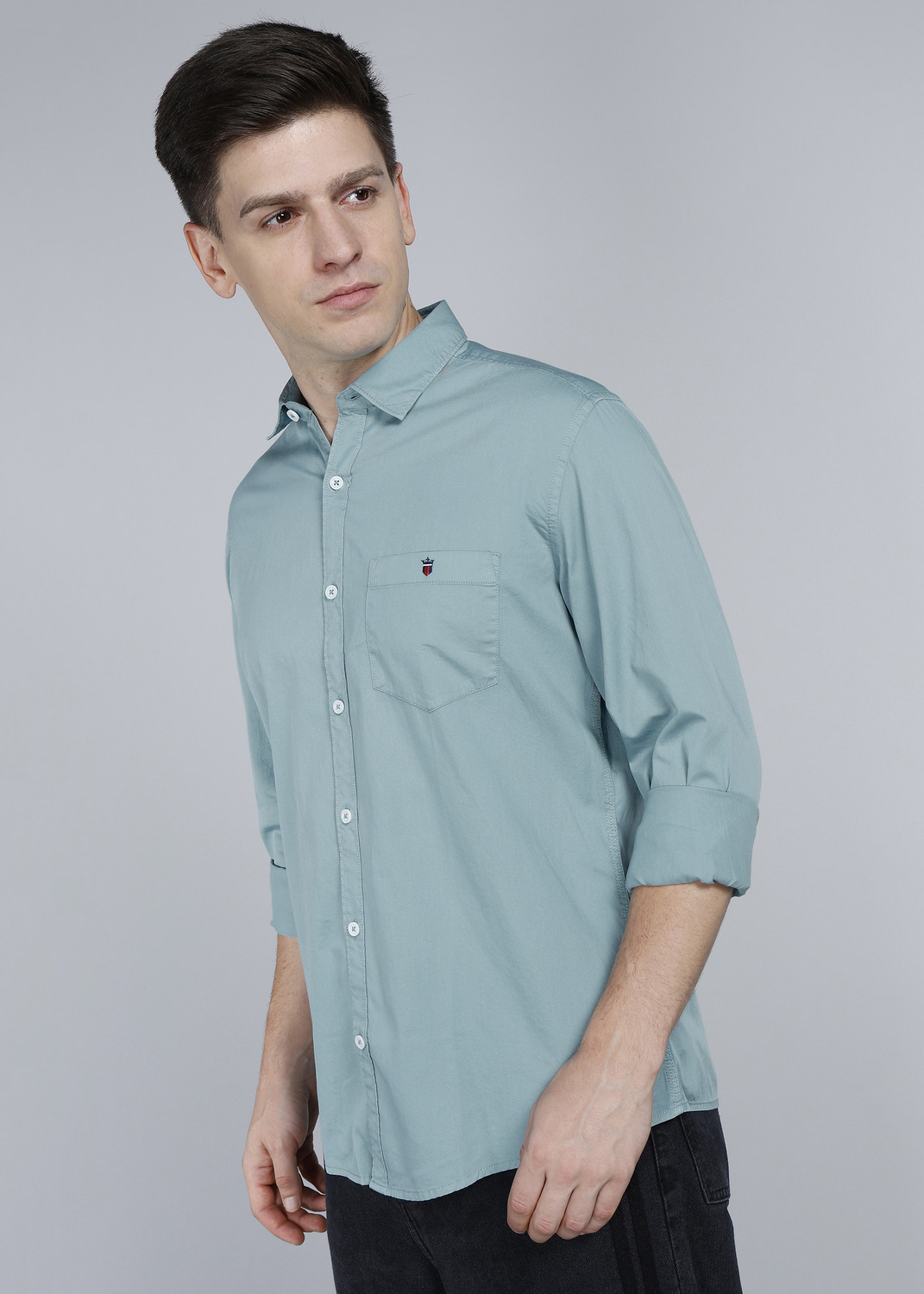 Image of Louis Philippe Jeans Men Slim Fit Solid Casual Shirt