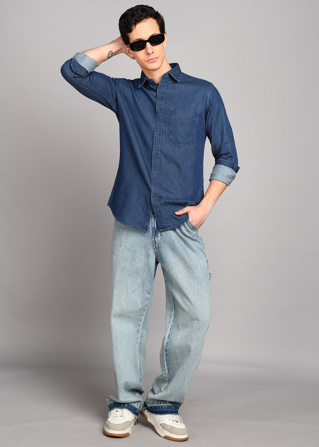 Image of INTEGRITI Men Slim Fit Solid Spread Collar Casual Shirt