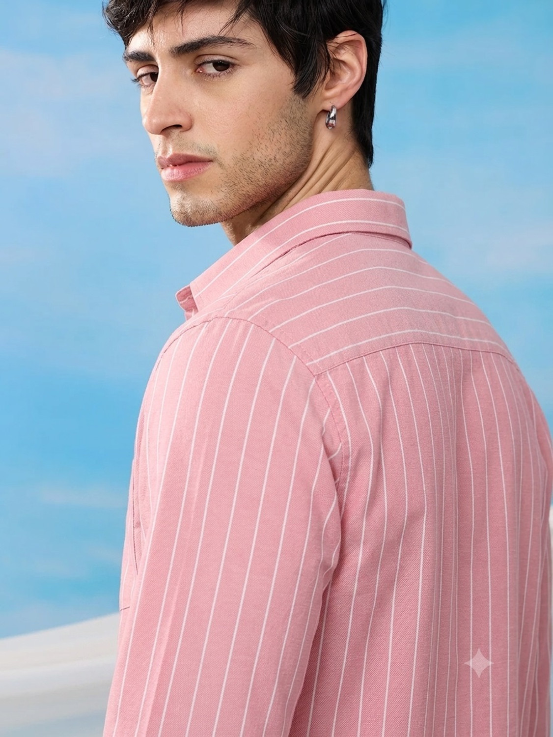 Image of METRONAUT Men Striped Casual Pink Shirt