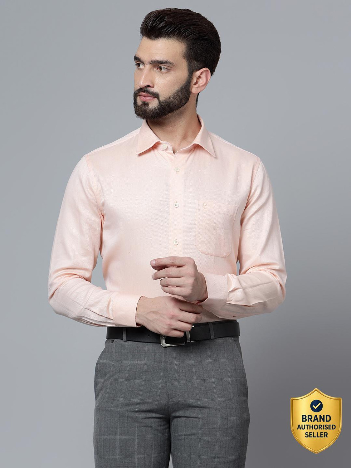 Image of CANTABIL Men Regular Fit Solid Spread Collar Formal Shirt