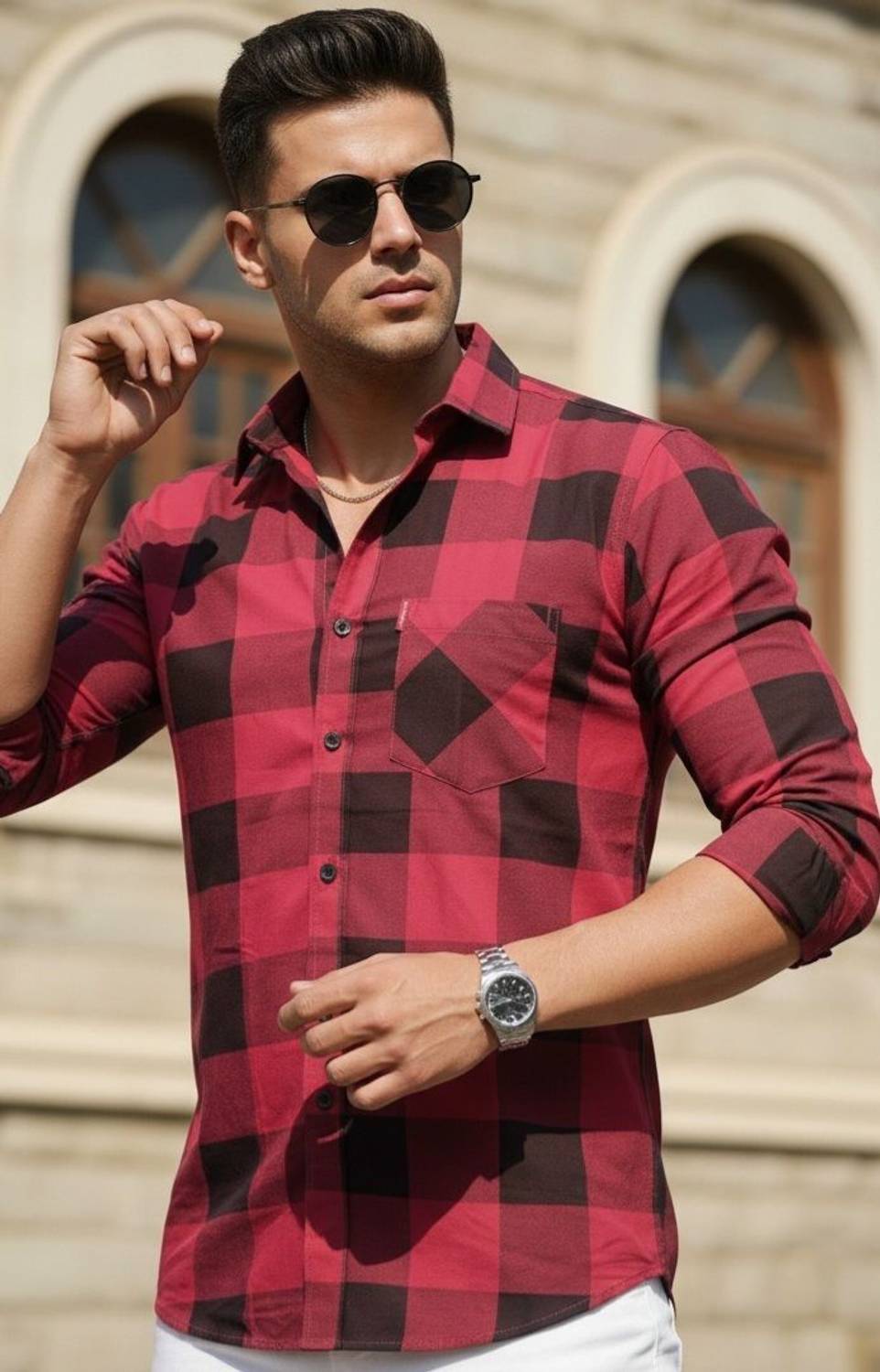 Surhi Men Regular Fit Checkered Spread Collar Casual Shirt