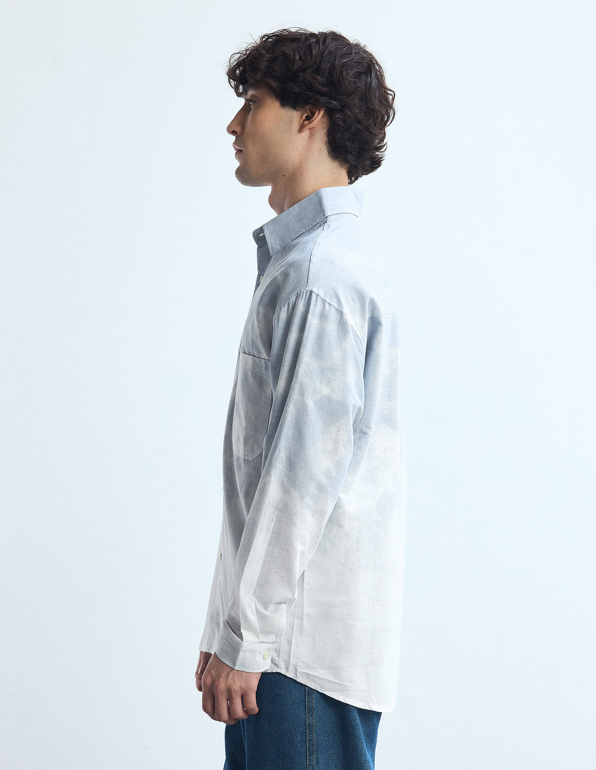 Image of FLYING MACHINE Men Dyed /Ombre Casual Blue Shirt