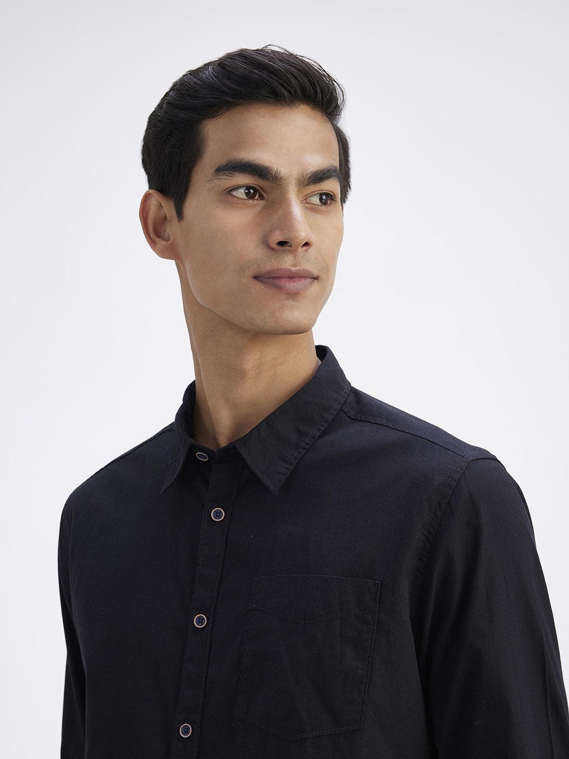 Image of Pepe Jeans Men Solid Casual Black Shirt