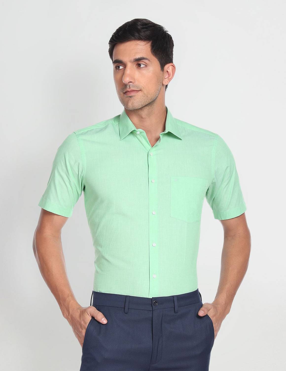 ARROW Men Solid Formal Light Green Shirt