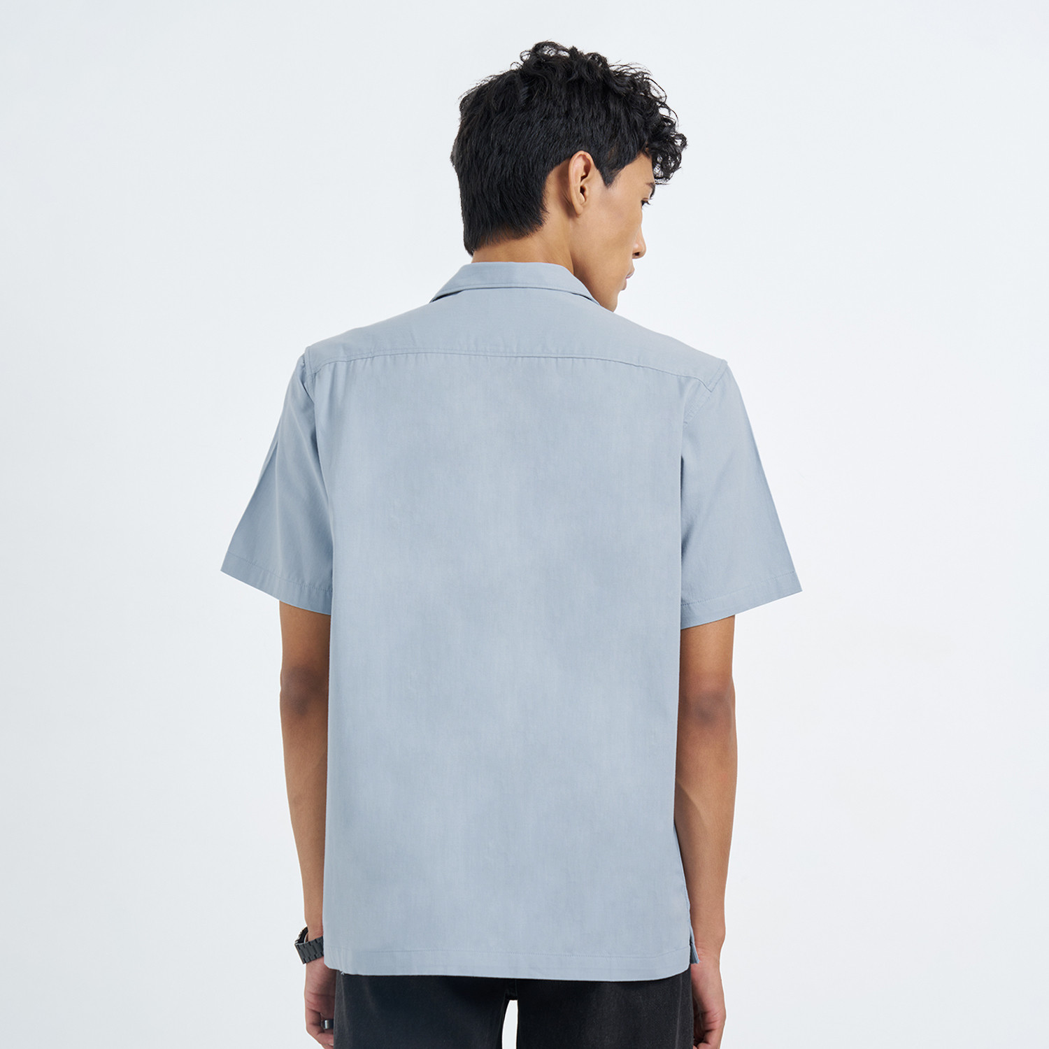 Image of PEOPLE Men Embroidered Casual Blue Shirt