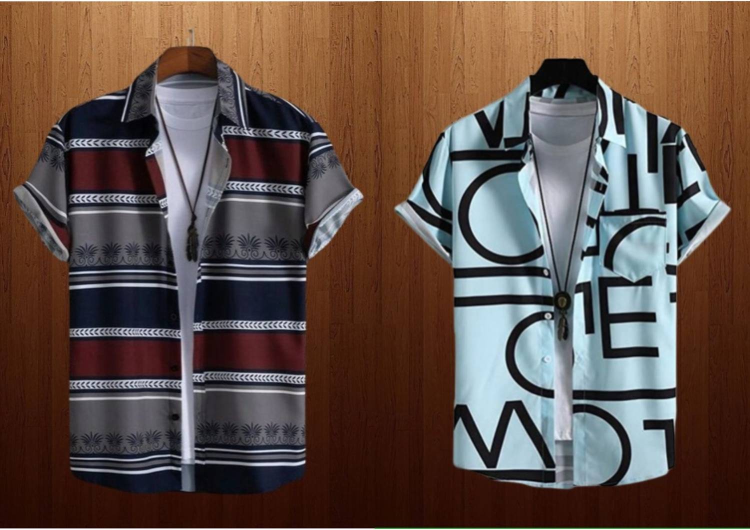 LEMBRIKA Men Printed Casual Grey, Light Blue Shirt