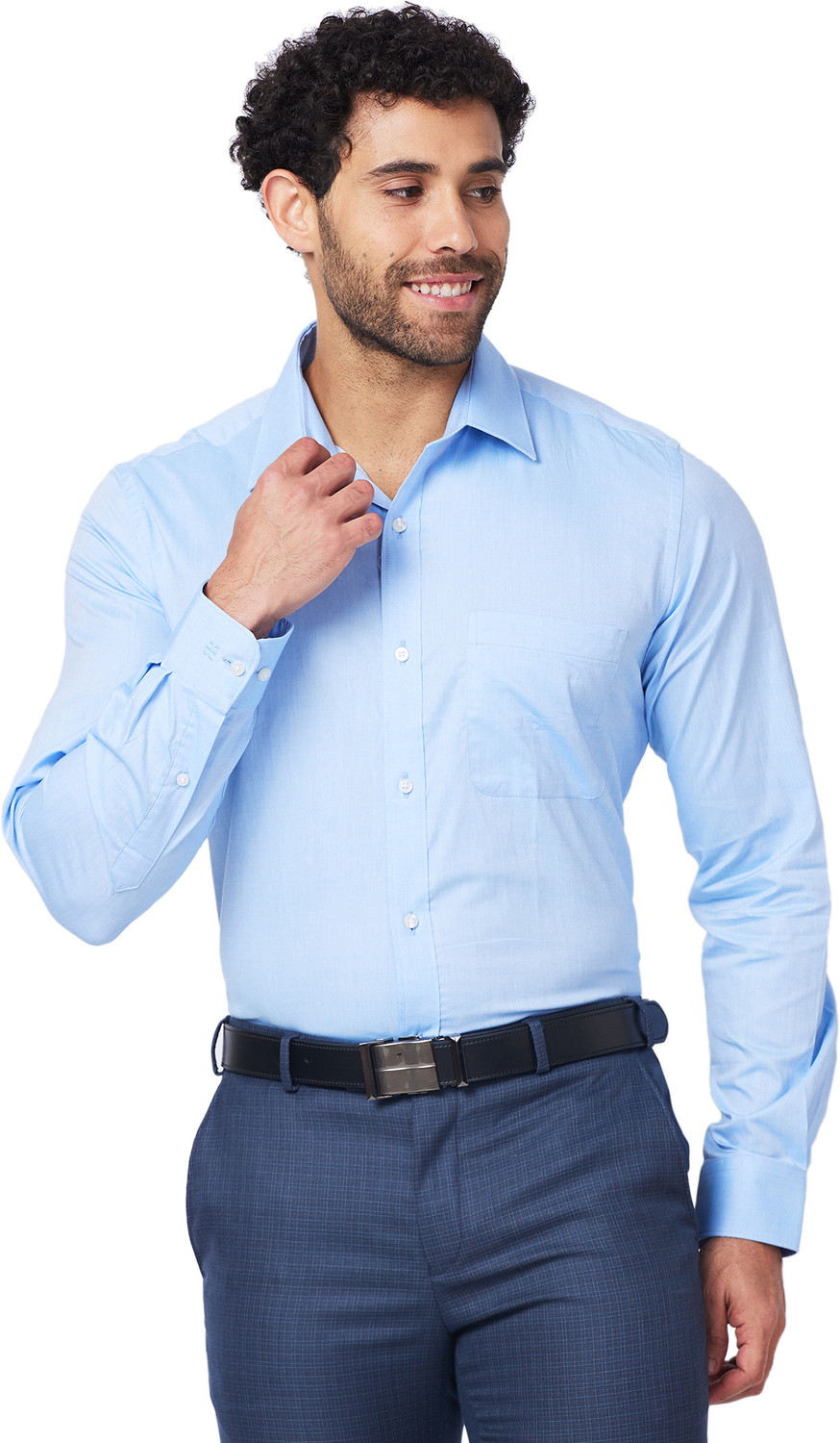 Image of Raymond Men Solid Formal Light Blue Shirt