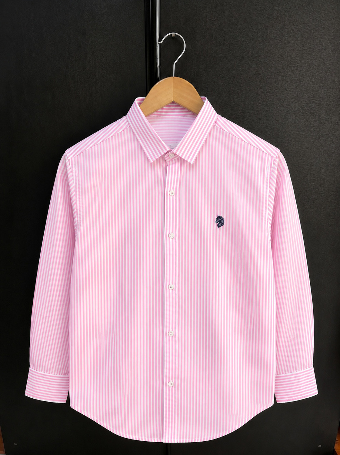 Image of Craftedlinen Men Self Design Casual Pink Shirt