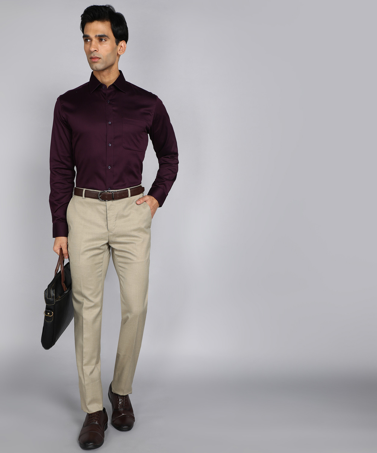 Image of Raymond Men Solid Formal Purple Shirt