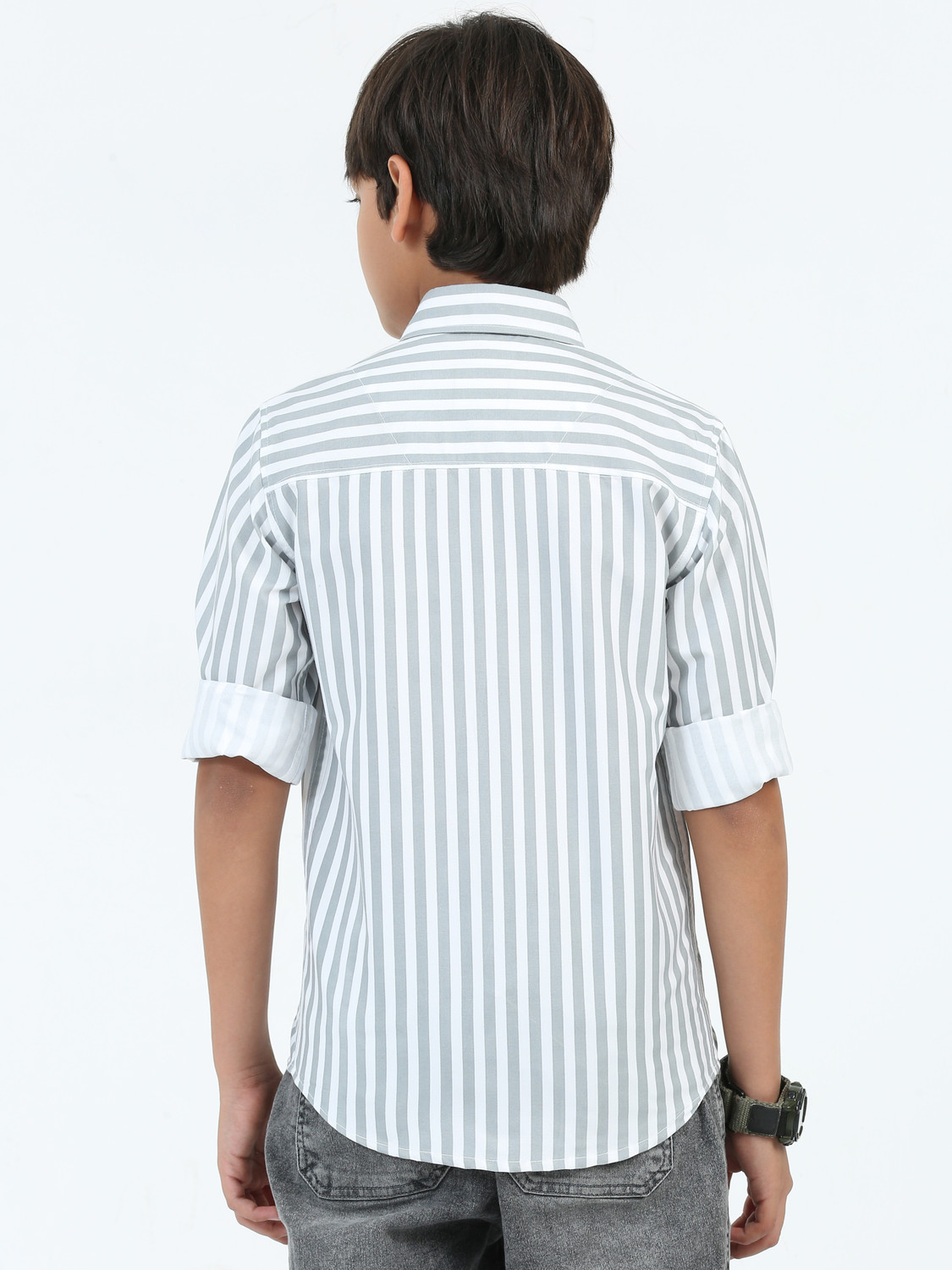 Image of ROCKET SCIENCE Boys Striped Casual Grey Shirt