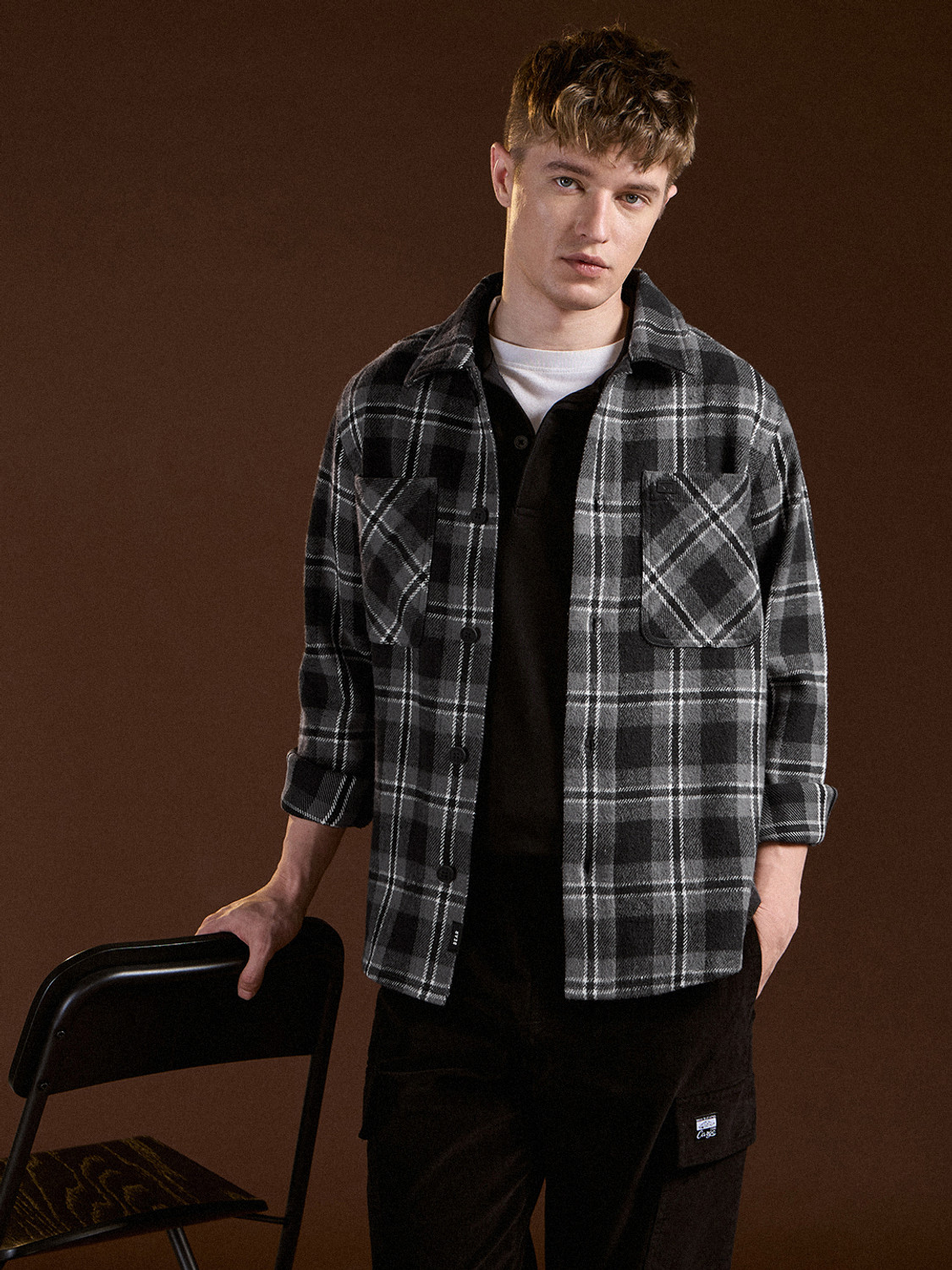 Image of THE BEAR HOUSE Men Checkered Casual Black, Multicolor Shirt