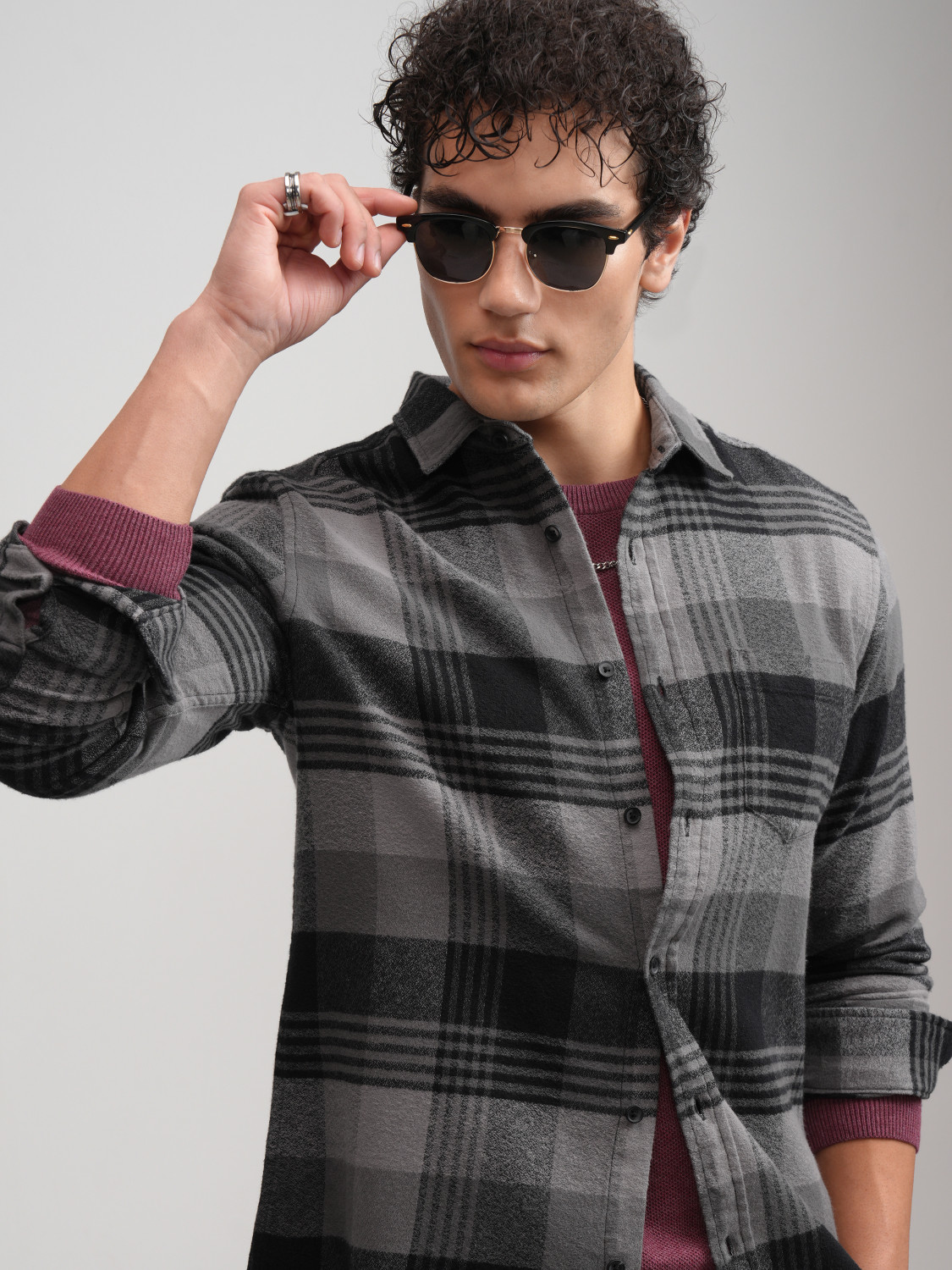 Image of HIGHLANDER Men Checkered Casual Multicolor Shirt