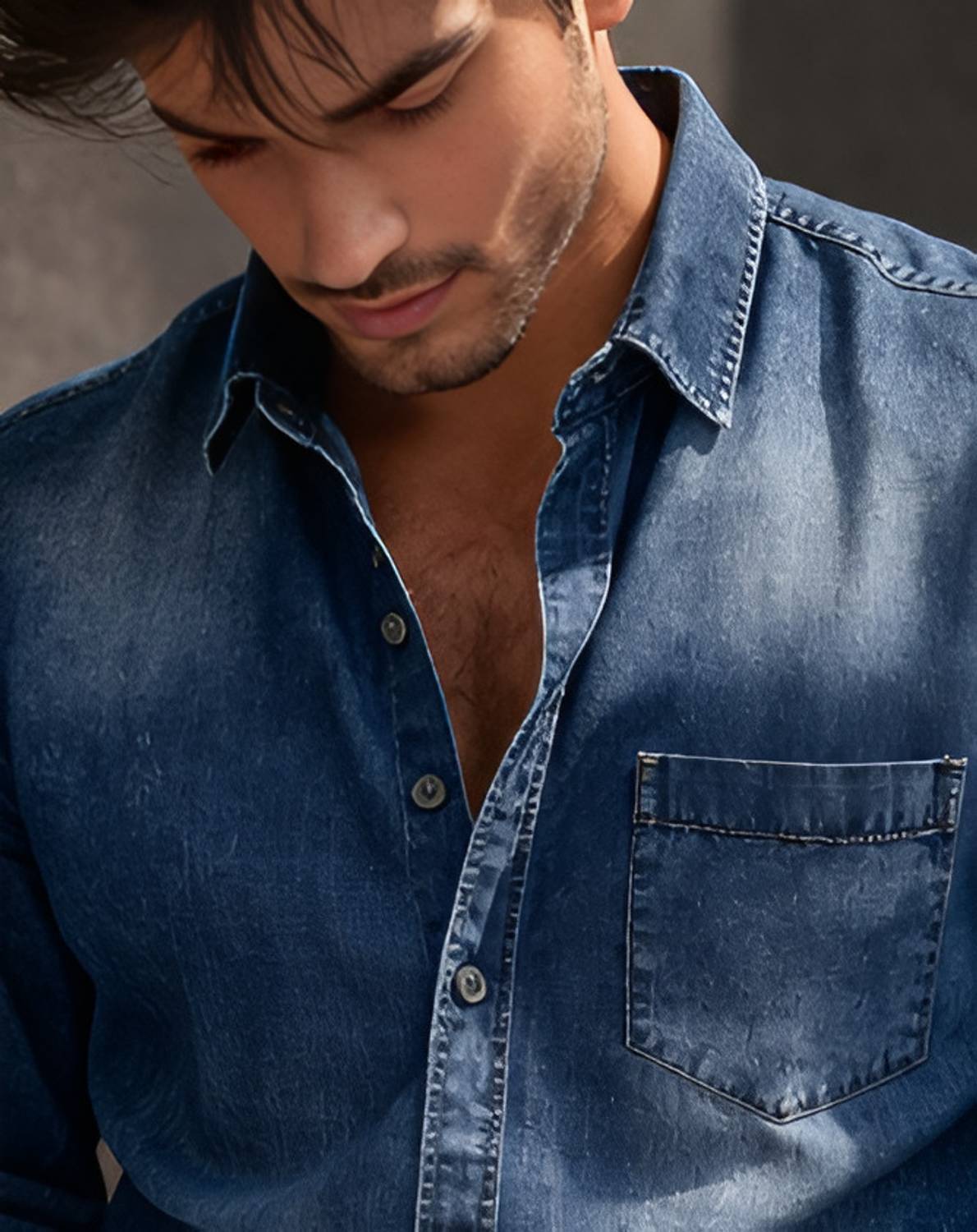 FRANKMEN Men Blue Casual Shirt - Image 4
