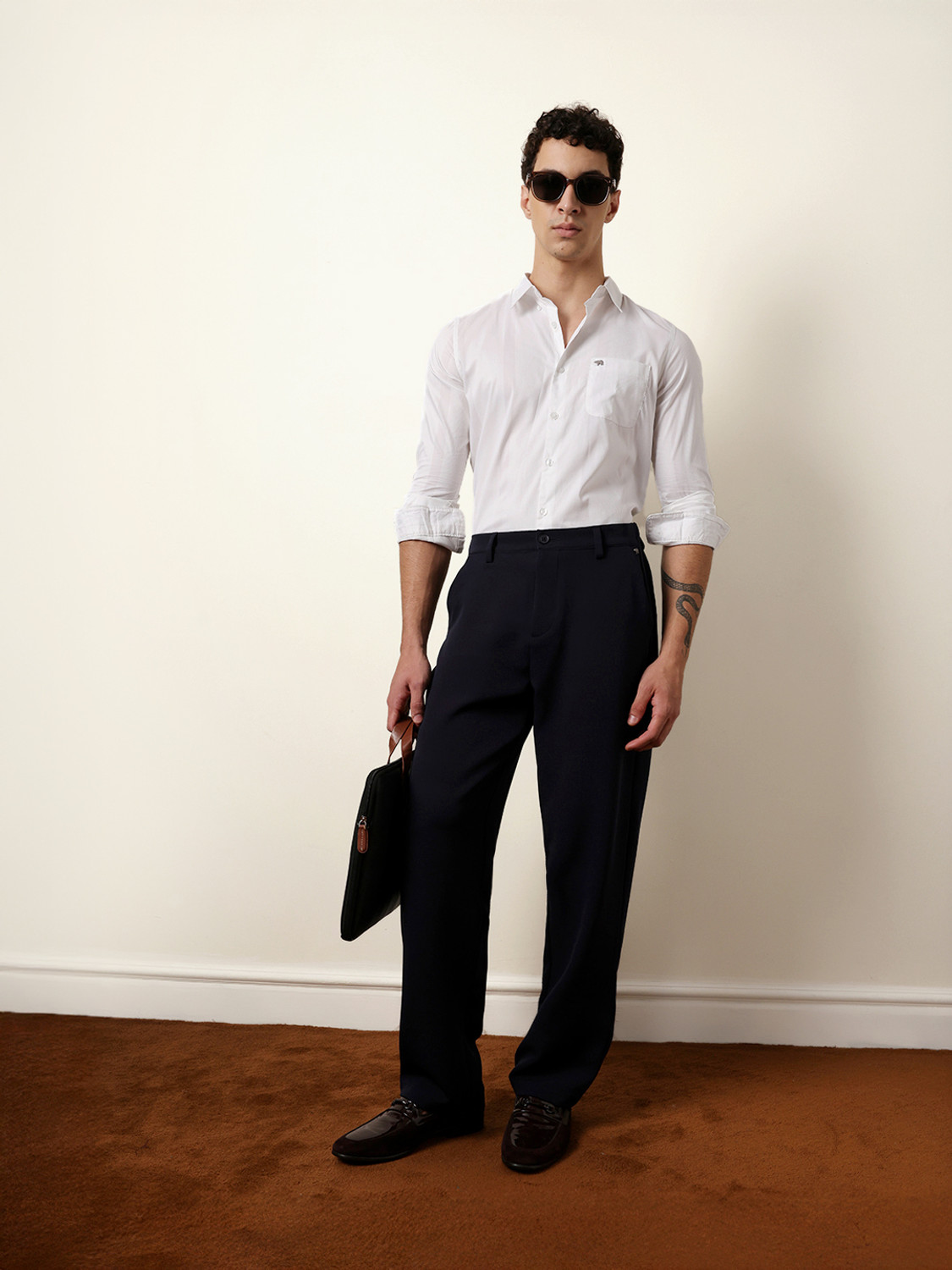 Image of THE BEAR HOUSE Men Solid Casual White Shirt