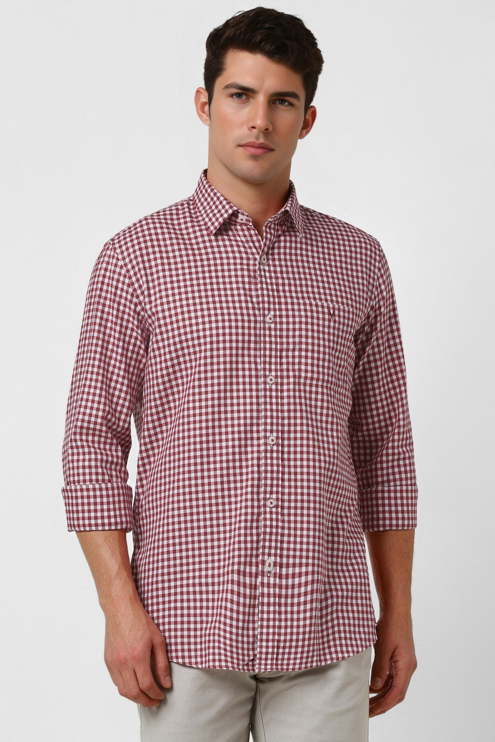 Image of VAN HEUSEN Men Checkered Casual Red Shirt