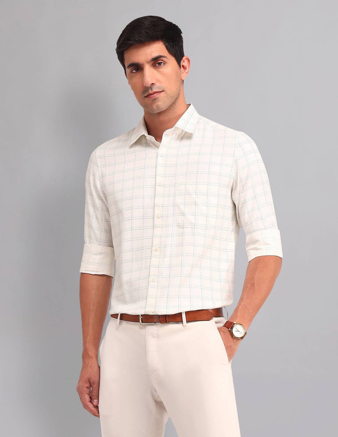 AD by Arvind Men Checkered Casual Yellow Shirt