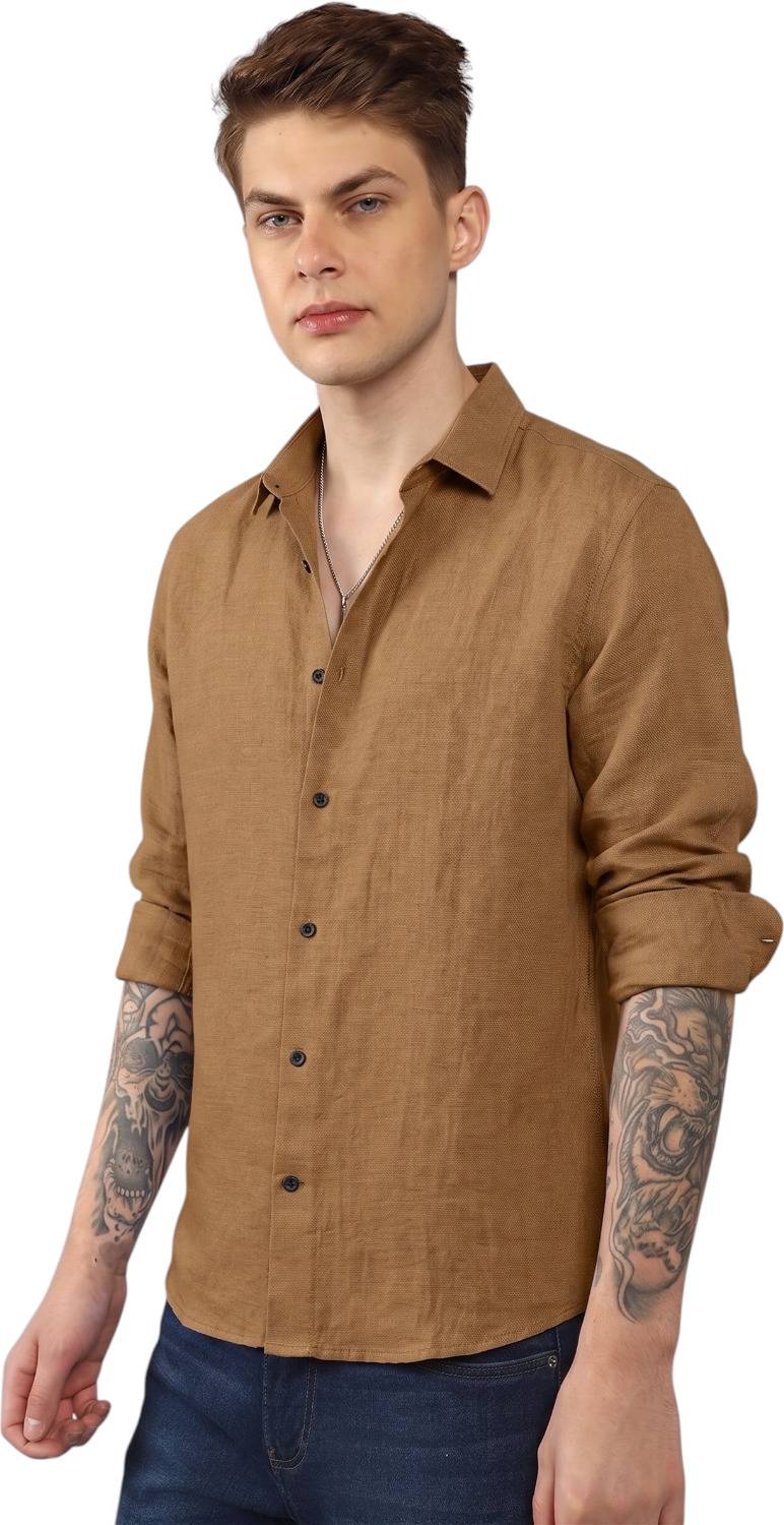 JANIX Men Beige Casual Shirt - Image 3
