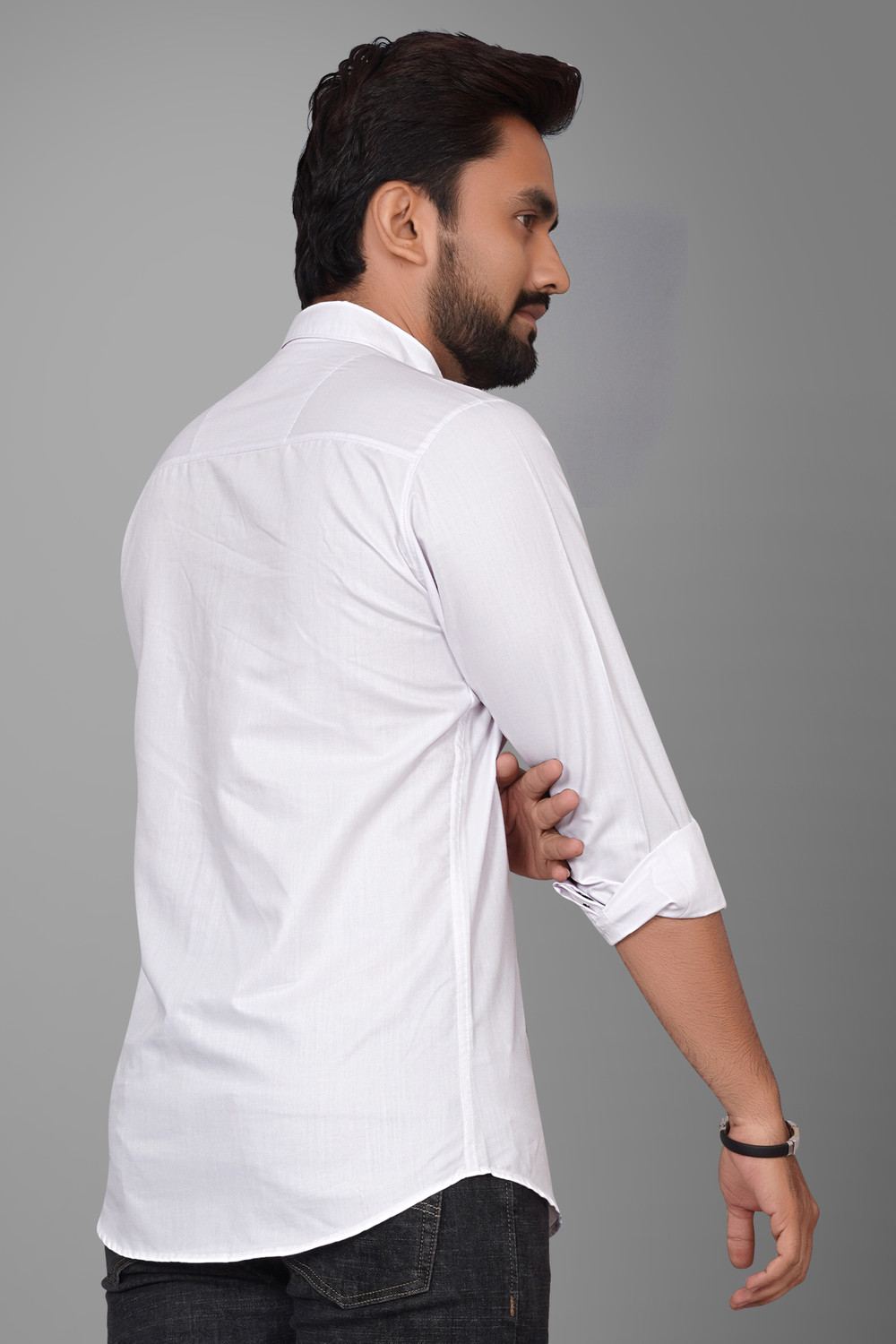 Image of Voroxy Men Solid Casual White Shirt