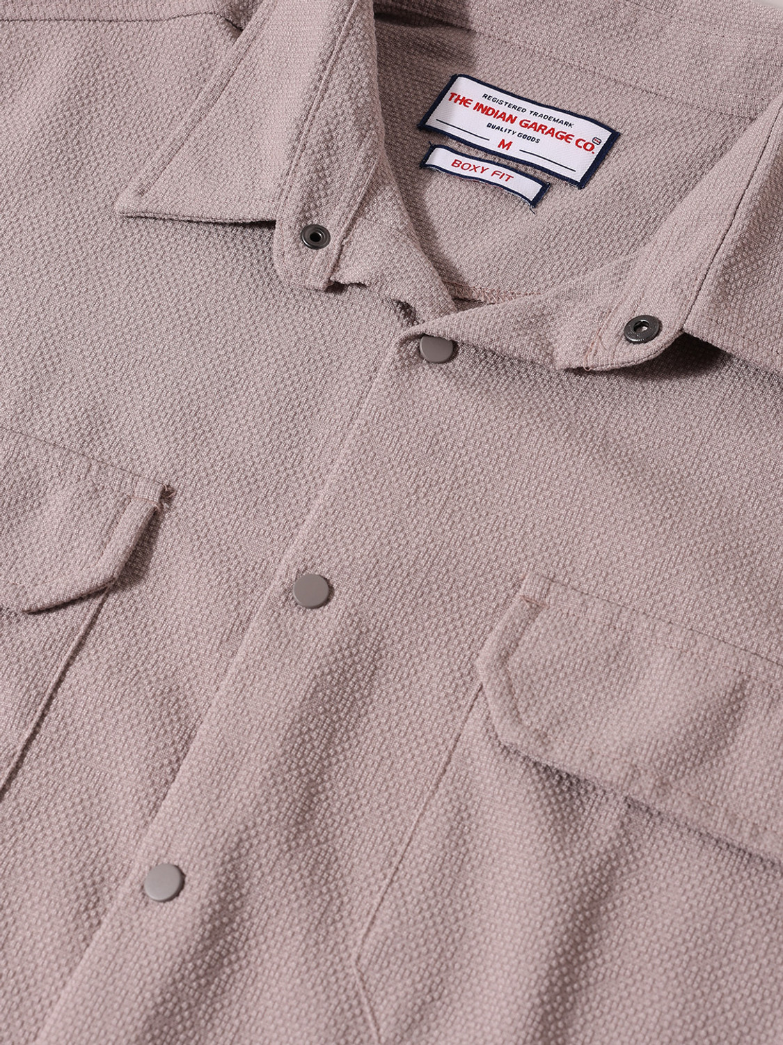 Image of The Indian Garage Co. Men Self Design Casual Grey Shirt