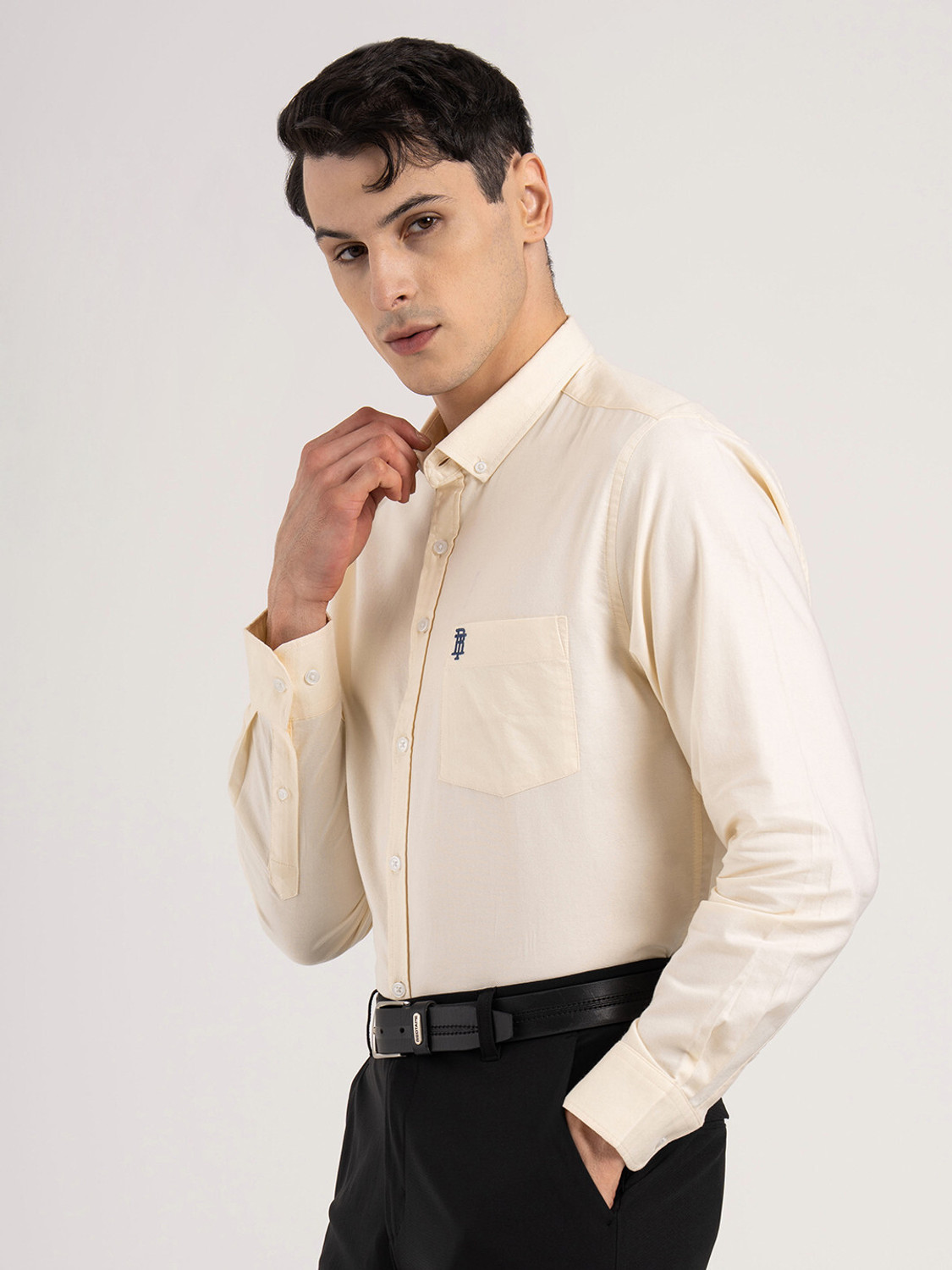 Image of RED TAPE Men Solid Casual Beige Shirt