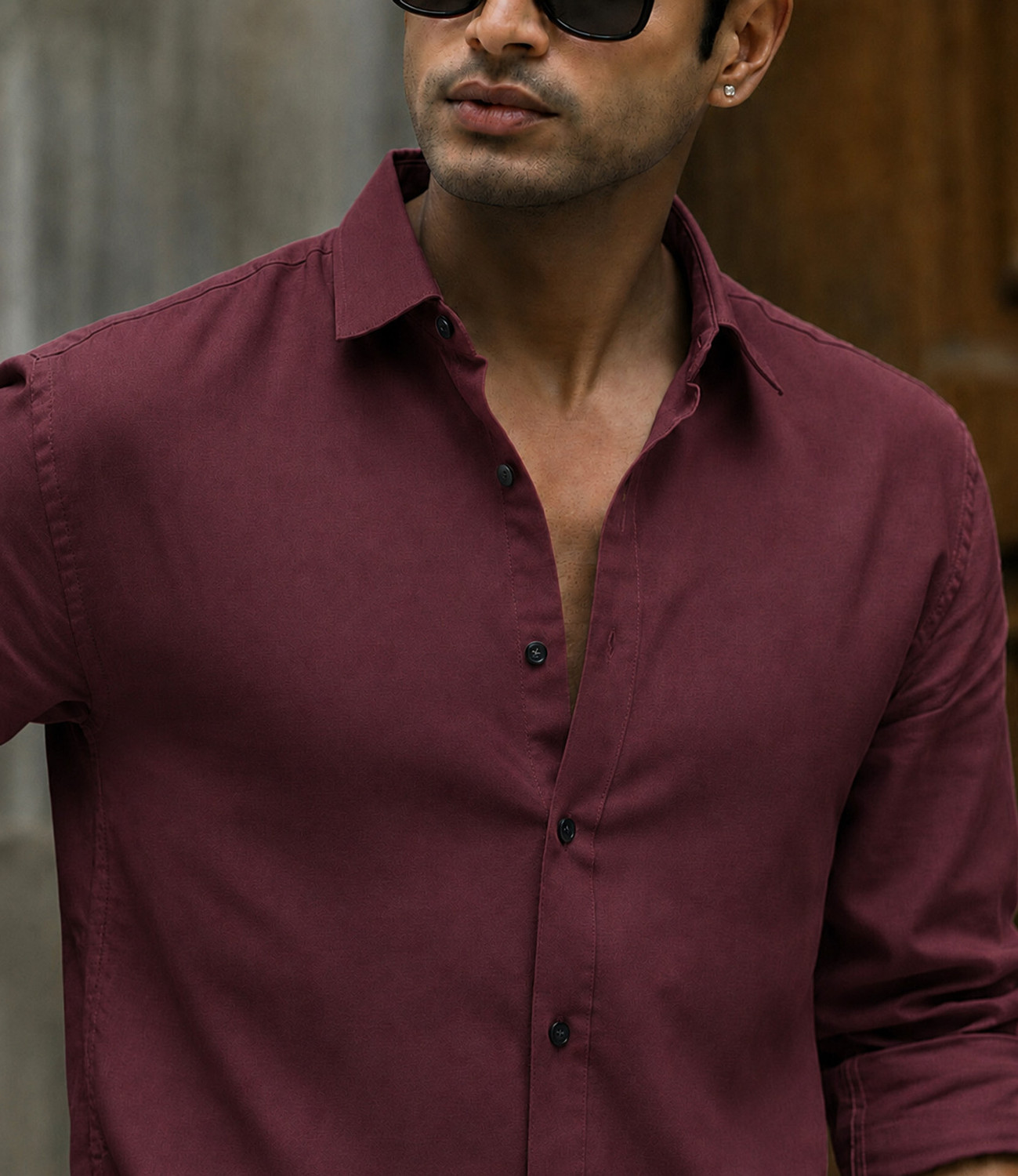 Image of Troonpair Men Solid Casual Maroon Shirt