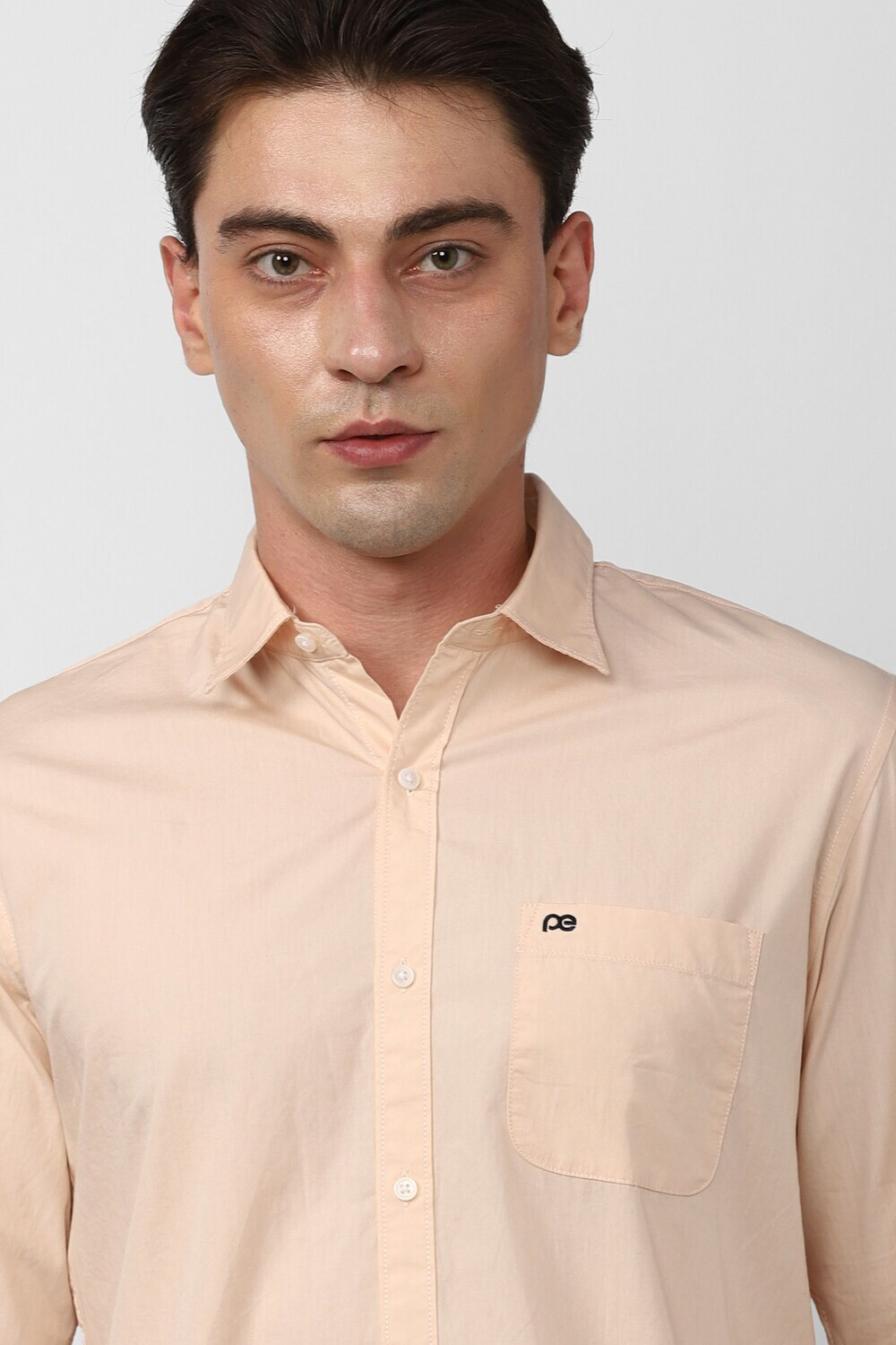 Image of PETER ENGLAND Men Solid Casual Orange Shirt