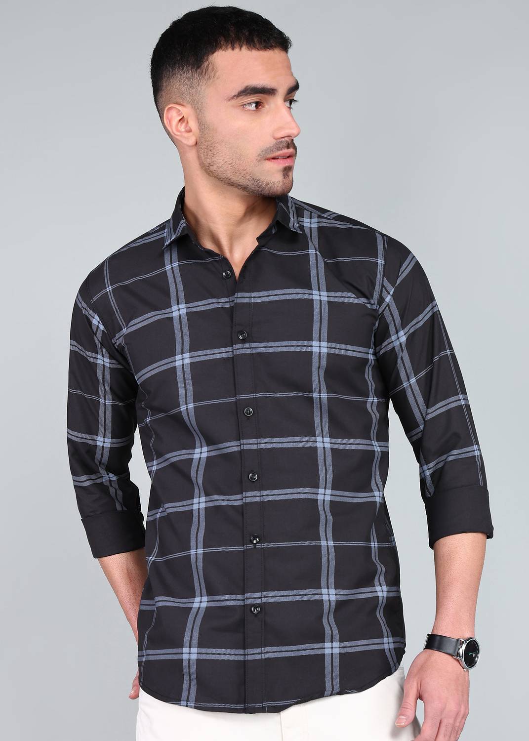 youth first Men Regular Fit Checkered Spread Collar Casual Shirt