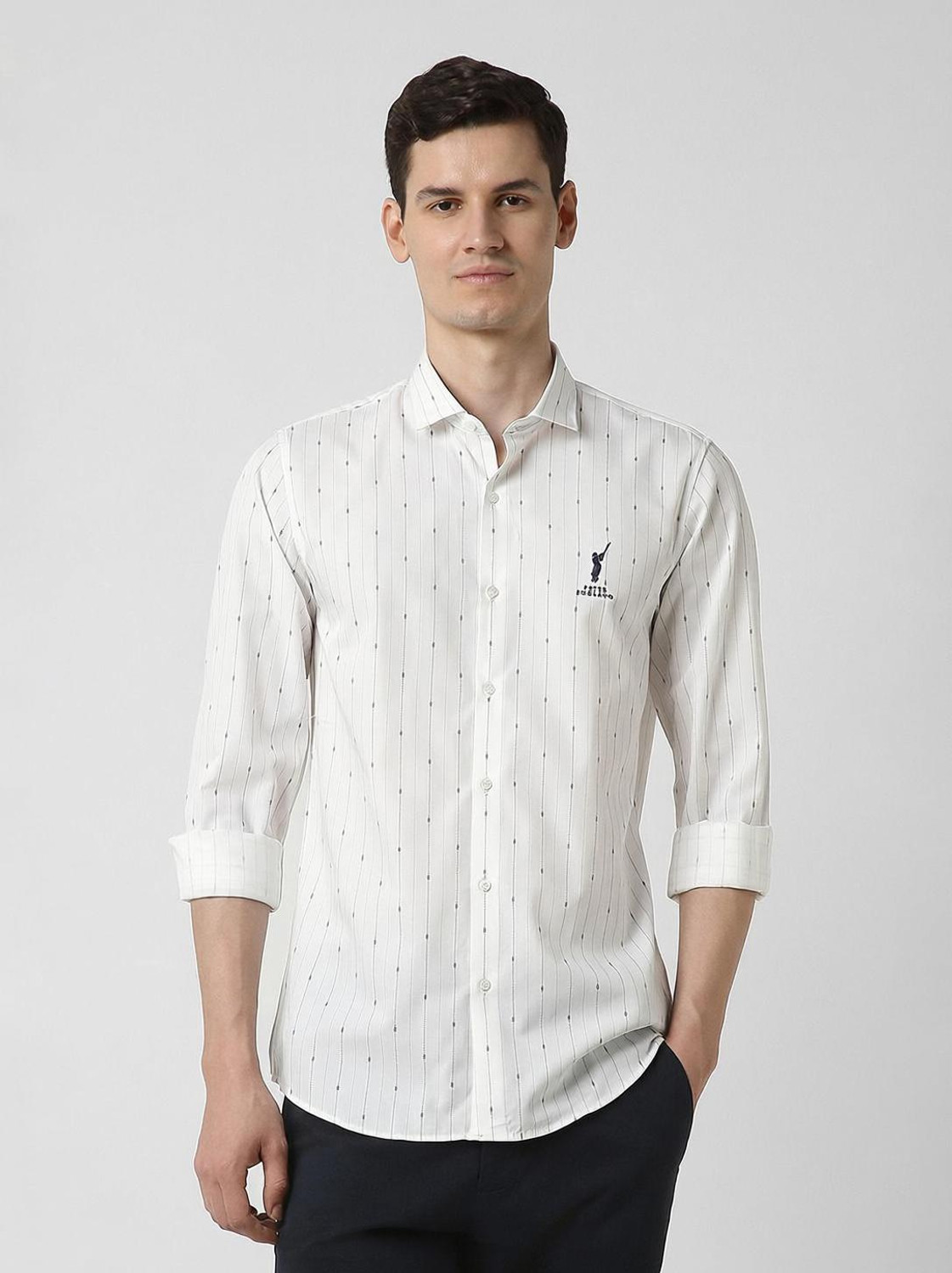 Image of PETER ENGLAND Men Striped Casual White Shirt