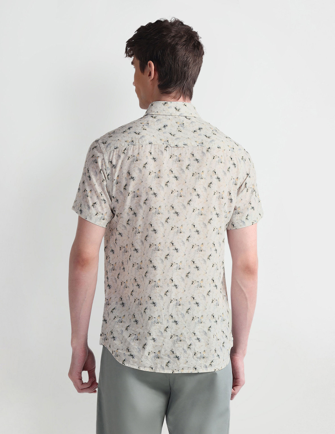 Image of U.S. POLO ASSN. Men Printed Casual Green Shirt