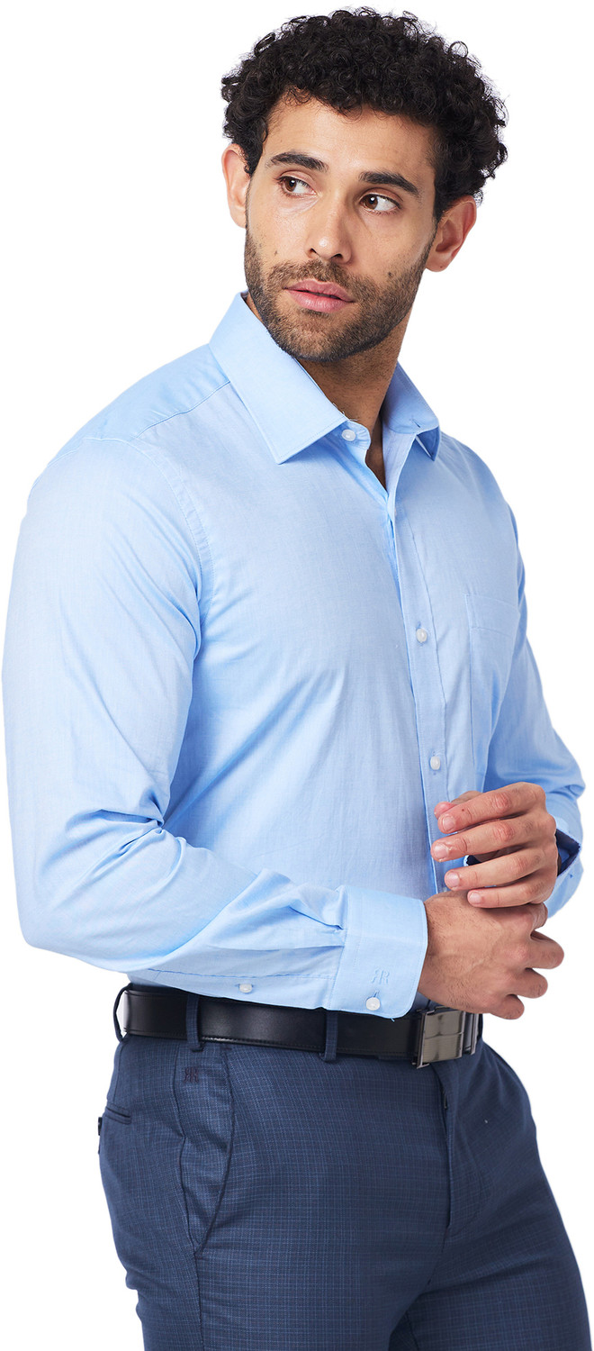 Image of Raymond Men Solid Formal Light Blue Shirt