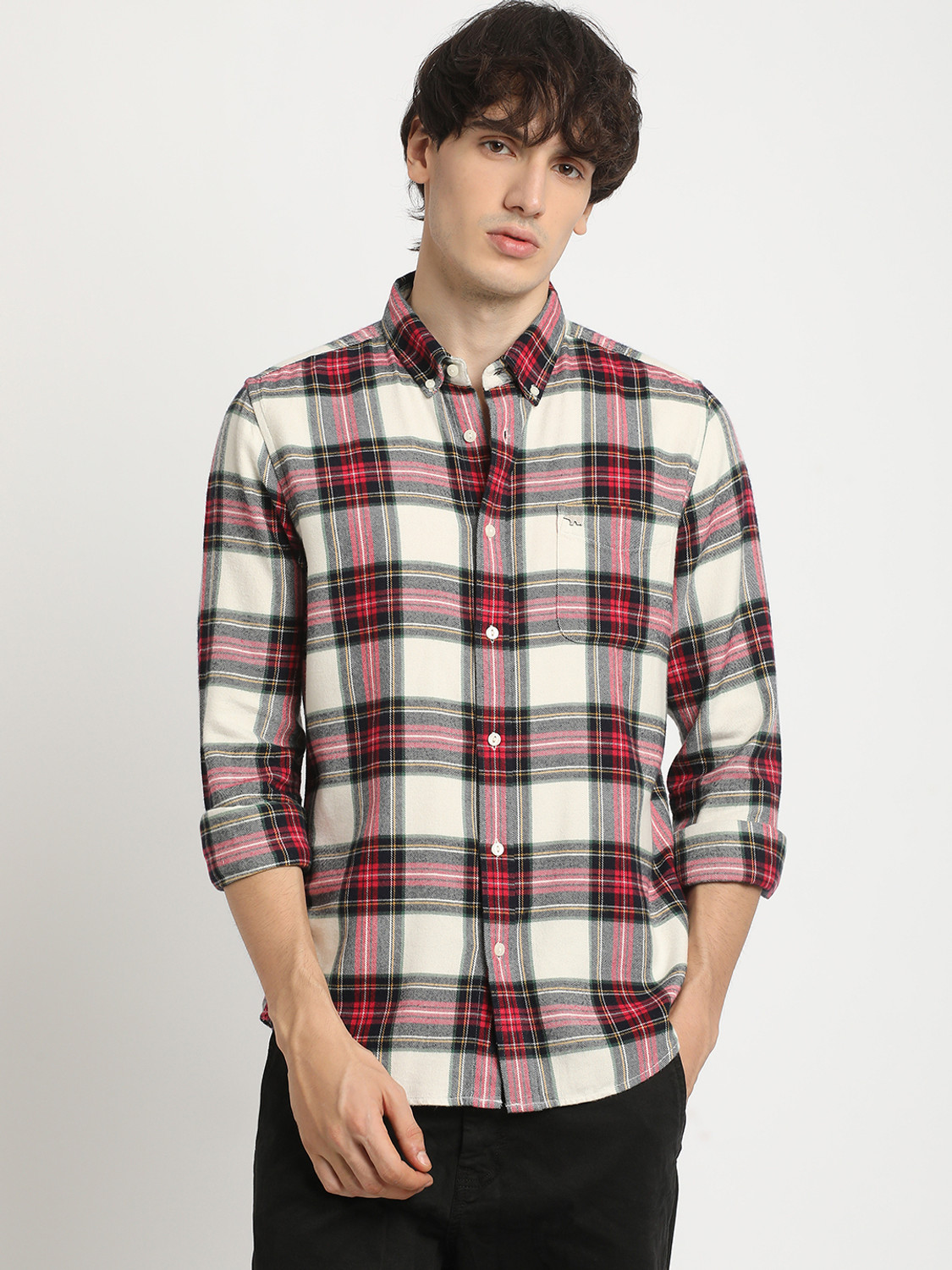 Image of THE BEAR HOUSE Men Checkered Casual Multicolor Shirt