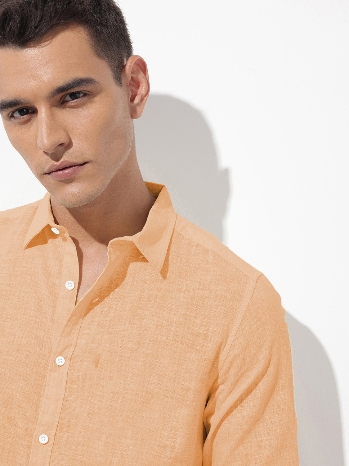 Image of SHIRTZONE Men Solid Casual Orange Shirt