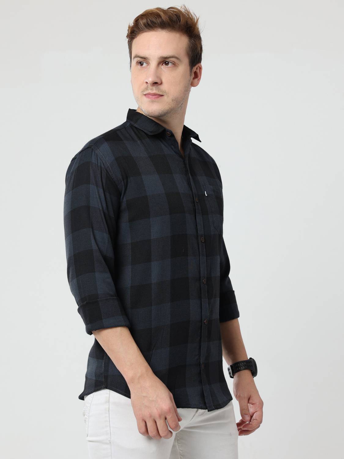 ALLWIN PAUL Men Checkered Grey, Black Shirt - Image 4