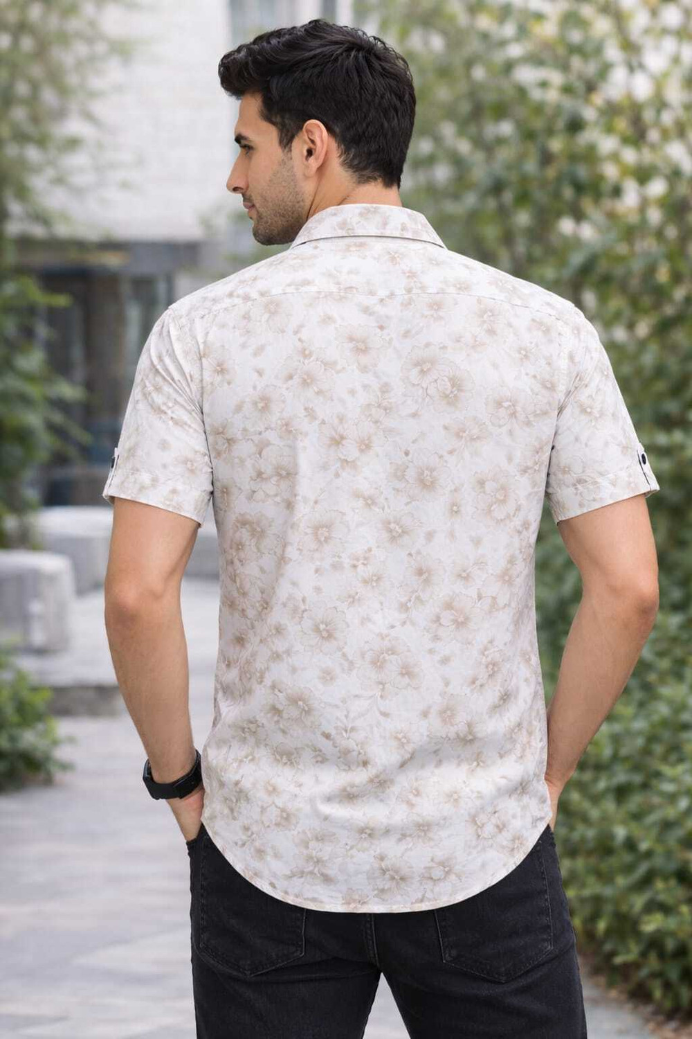 Image of HKG Men Floral Print Casual Multicolor Shirt