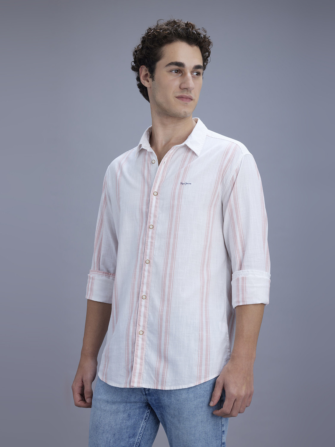 Image of Pepe Jeans Men Striped Casual Multicolor Shirt