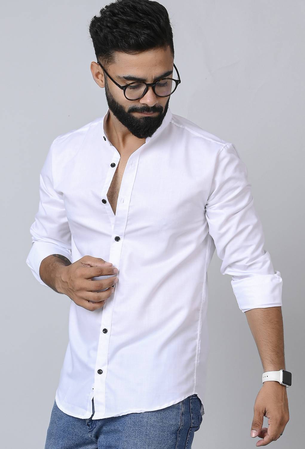METRONAUT Men Regular Fit Solid Mandarin Collar Casual Shirt