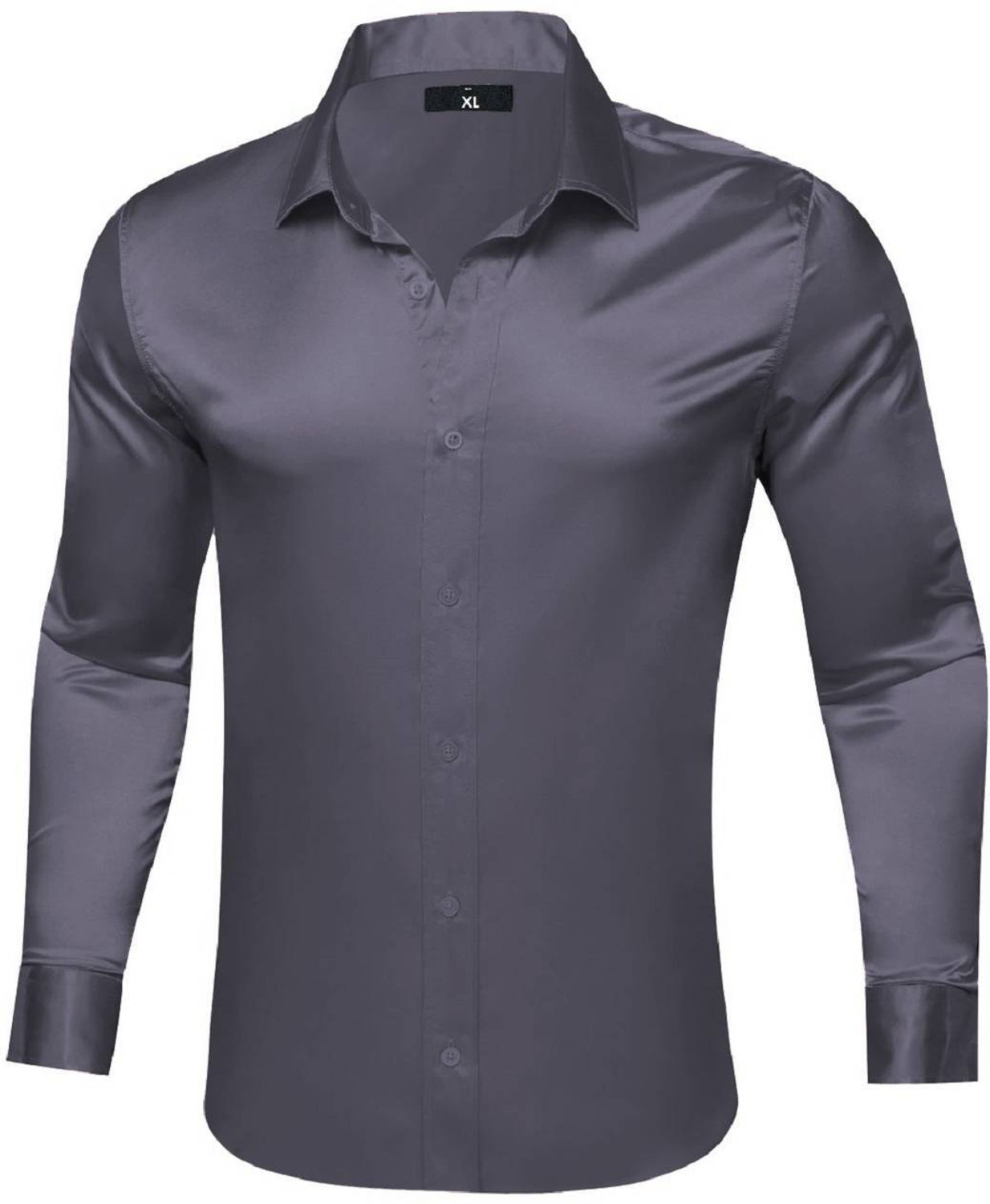 Image of SOLSTICE Men Solid Formal Grey Shirt