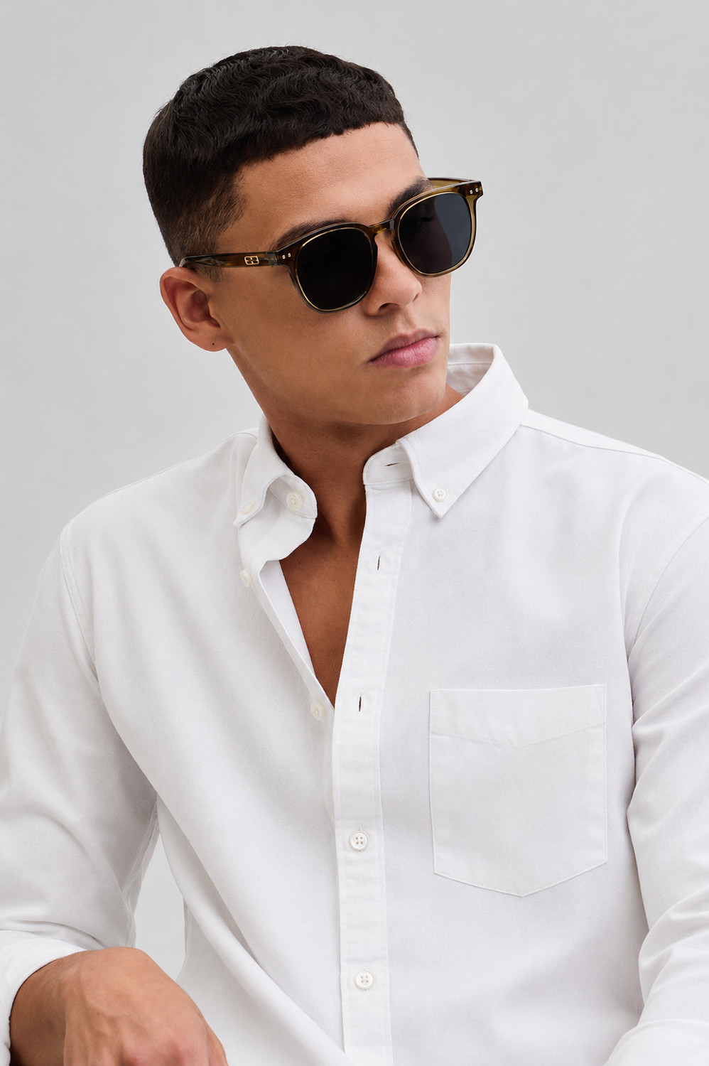 Image of VAIDDO Men Solid Casual White Shirt